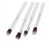DOITOOL 4pcs Eye Makeup Brush Set Soft Horse Hair Blending and Pencil Brushes for Eyeshadow Lip and Blush Application Portable Cosmetic Tool Kit White and Silver view 1
