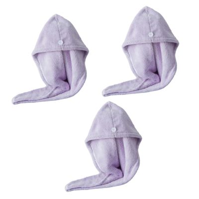 DOITOOL 3pcs Quick Drying Coral Hair Drying Towel Thick Absorbent Dry Hair Cap Light Lightweight Portable for Home Travel Use