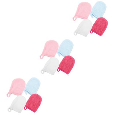 Angoily 12pcs Microfiber Face Cleaning Gloves Reusable Makeup Remover Mitts Sleep Mask Accessory