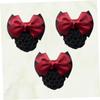 DOITOOL 9Pcs Bun Bow Hair Flower Net Bag Elastic Mesh Clip for Women Girls Elegant Headdress for Work Parties Dates Red Hair Snood Accessories view 4