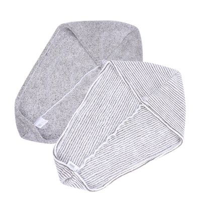 Angoily 2pcs Super Absorbent Hair Dry Caps Quick Drying Towel Wraps for Efficient Hair Care Lightweight and Shower Caps and Grey Stripes for Home and Travel