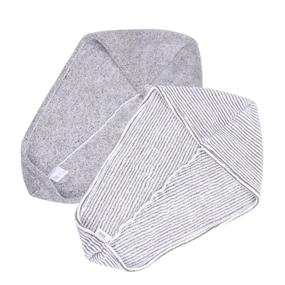 Angoily 2pcs Super Absorbent Hair Dry Caps Quick Drying Towel Wraps for Efficient Hair Care Lightweight and Shower Caps and Grey Stripes for Home and Travel