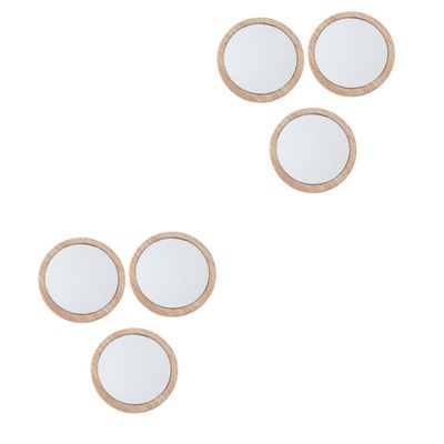 balacoo 6pcs Mini Makeup Mirror Portable Compact Mirror Travel Pocket Looking Wood Lightweight for Women