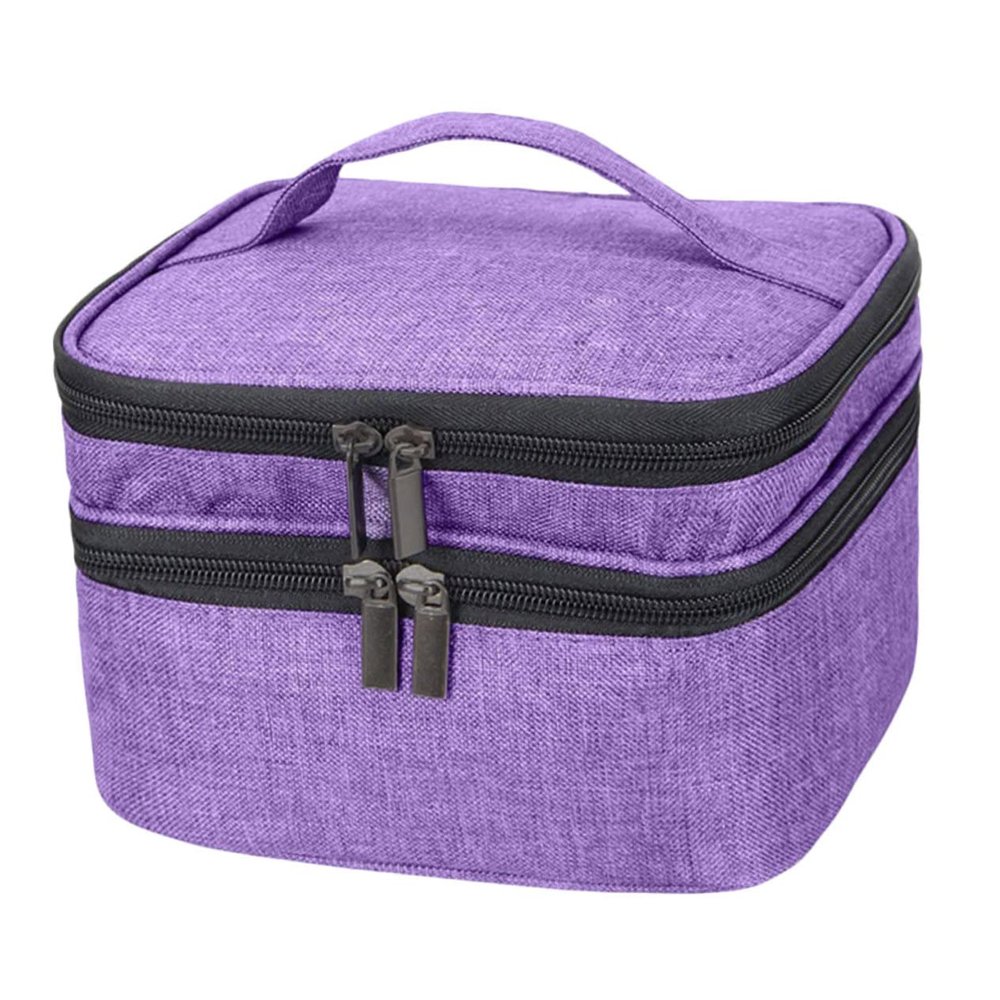 Angoily 30grids Essential Oils Carrying Case Handle Dual-layer Nail Polish Storage Bag Holds Bottles Portable Organizer for Essential Oils and Nail Products Design