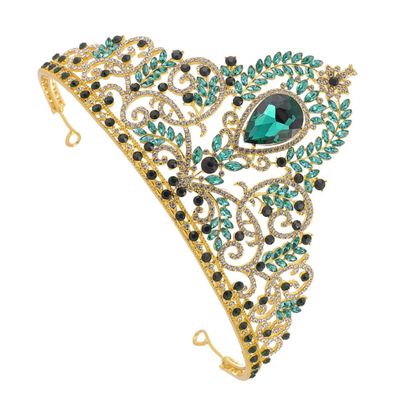 Angoily 1pc for Women Elegant Rhinestone Inlaid Headpiece Vintage Green for Weddings Parties and Special Occasions for Brides and Bridesmaids