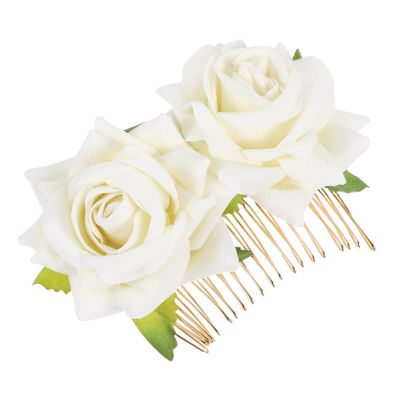 Angoily 2pcs Hair Comb Double Flowers Women Headdress for Weddings Parties and Special Occasions Easy to Wear Hair Accessory