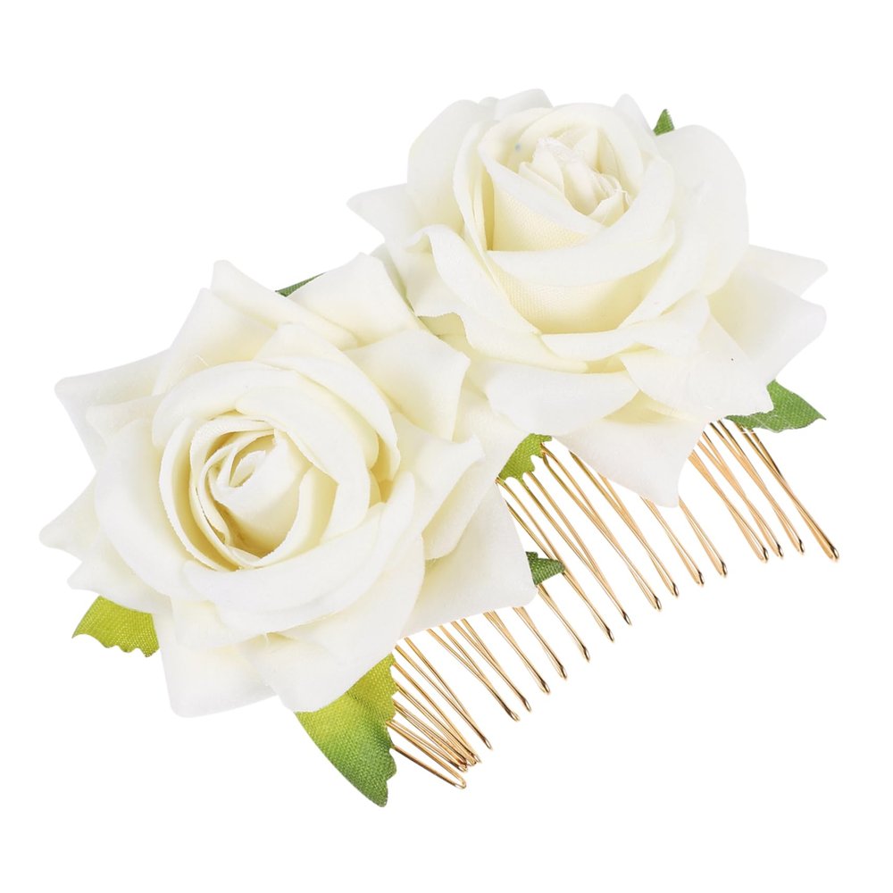 Angoily 2pcs Hair Comb Double Flowers Women Headdress for Weddings Parties and Special Occasions Easy to Wear Hair Accessory