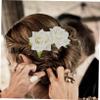Angoily 2pcs Hair Comb Double Flowers Women Headdress for Weddings Parties and Special Occasions Easy to Wear Hair Accessory view 3