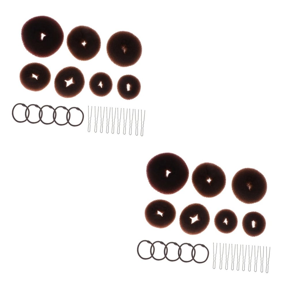 Beaupretty 44pcs Hair Updo Bun Kit Elastic Hair Ropes u Shaped Clips for Elegant Hairstyles Versatile Styling Accessories Coffee Color for Dance and Everyday Use