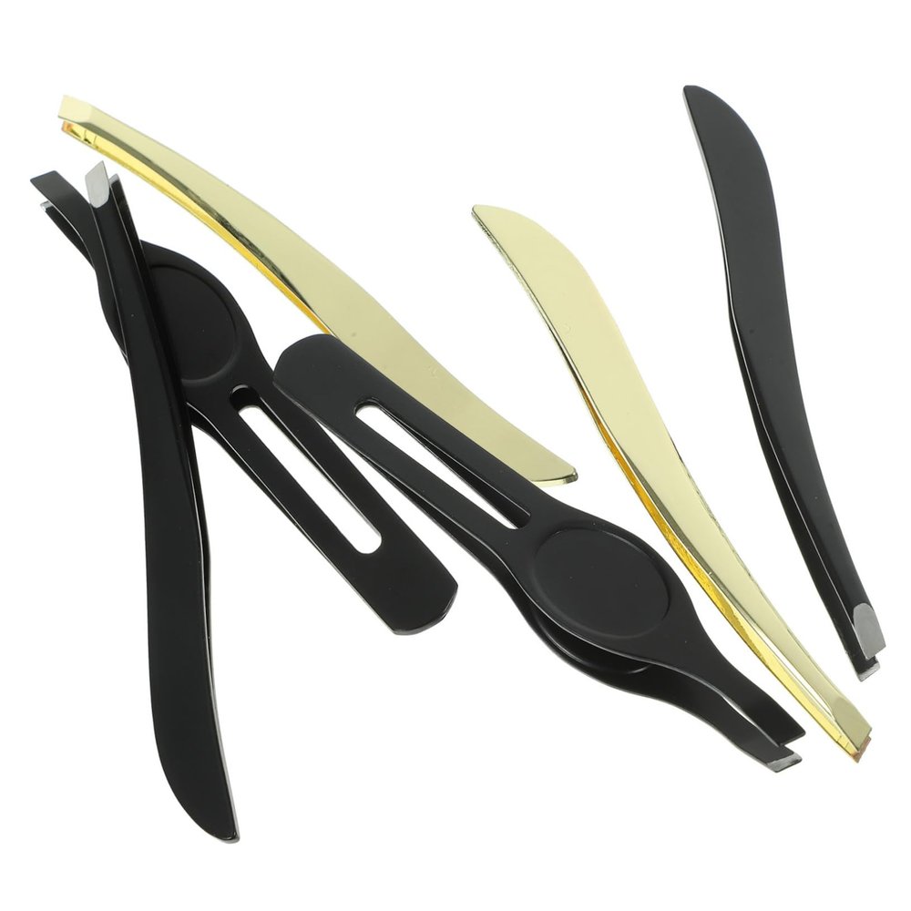 Angoily 3 Sets Eyebrow Grooming Kit Stainless Steel Tweezers Eyebrow Clip for Women Compact Design Easy to Use for Travel Black