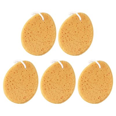 5Pcs Honeycomb Design Bath Sponges Body Cleansing Shower Sponge for Women Men and Kids Exfoliating Loofah Sponges for Deep Cleaning (Yellow)