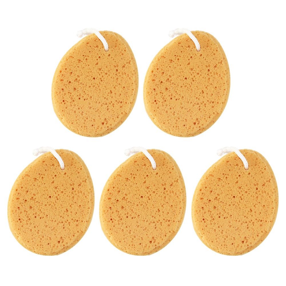 5Pcs Honeycomb Design Bath Sponges Body Cleansing Shower Sponge for Women Men and Kids Exfoliating Loofah Sponges for Deep Cleaning (Yellow)