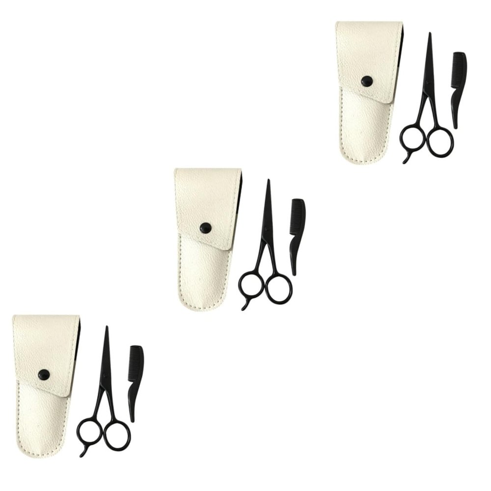 Angoily 9pcs Stainless Steel Beard Scissors Set for Men Precision Grooming Shears Mustache Trimming Scissors Kit Leather Small Comb