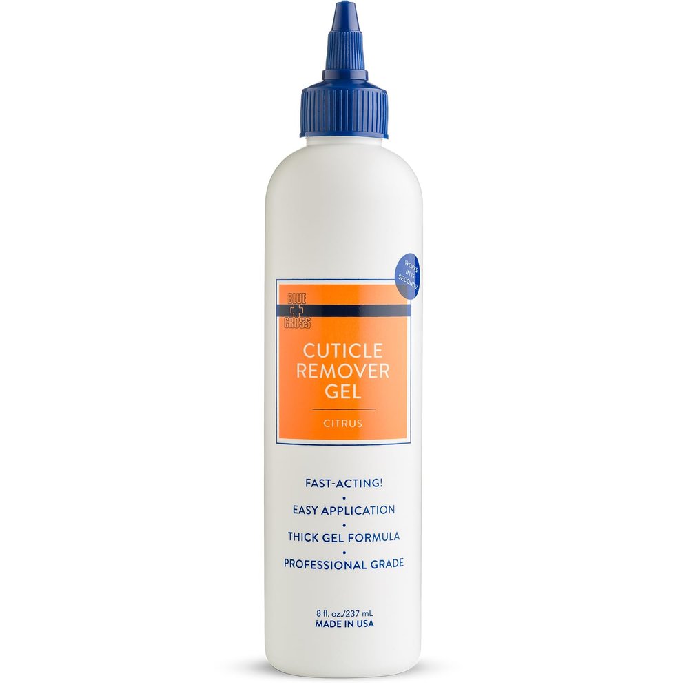 Blue Cross Cuticle Remover Liquid Gel, Cuticle Softener for Nails, Hydrating, Moisturizing, Professional Nail Care for Brittle Hang Nails, Dry Cuticles, Made in USA, 8oz, Citrus