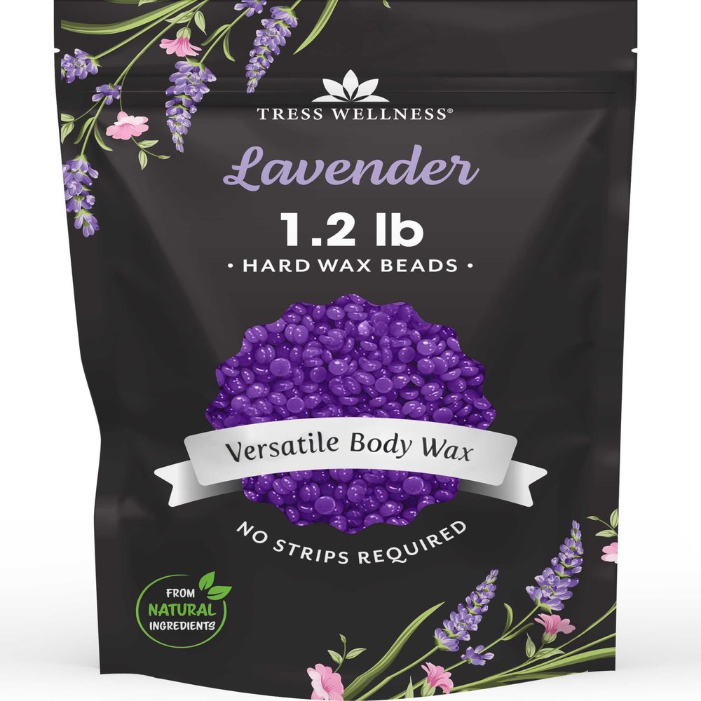 Tress Wellness Wax Beads - Safe for Skin - Dermatologically Tested - At-Home Kit for Bikini, Brazilian & Full Body - Lavender 1.2