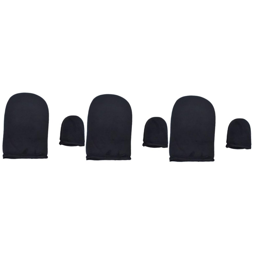 Angoily 6pcs Flocking Self Tanning Mitts for Makeup Use Sunless Tanning Gloves Thumb Protective Sunscreen Sponge Gloves Compact and for Easy Application Black