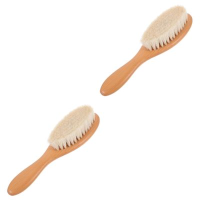 Angoily 2pcs Dense Wool Brush Curved Handle for Men Beard Grooming Hair Cleaning Tool for Household and Barber Shop Use