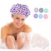 Angoily 6pcs Shower Caps Reusable Elastic Bathing Caps Dots for Women for Cooking and Spa Use Lightweight Peva Material for Hair view 4