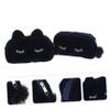 4 pcs Design Pen Plush Capacity Lovely Adorable Wash Pencil Case Makeup Cosmetic Flocking Large Cat, Navyx3pcs, 19X12CMx3pcs view 2