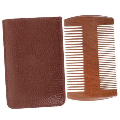 Angoily Four-sided Beard Comb with -static Design Travel-friendly Styling Tool for Men Includes Storage Bag Random Brown Style
