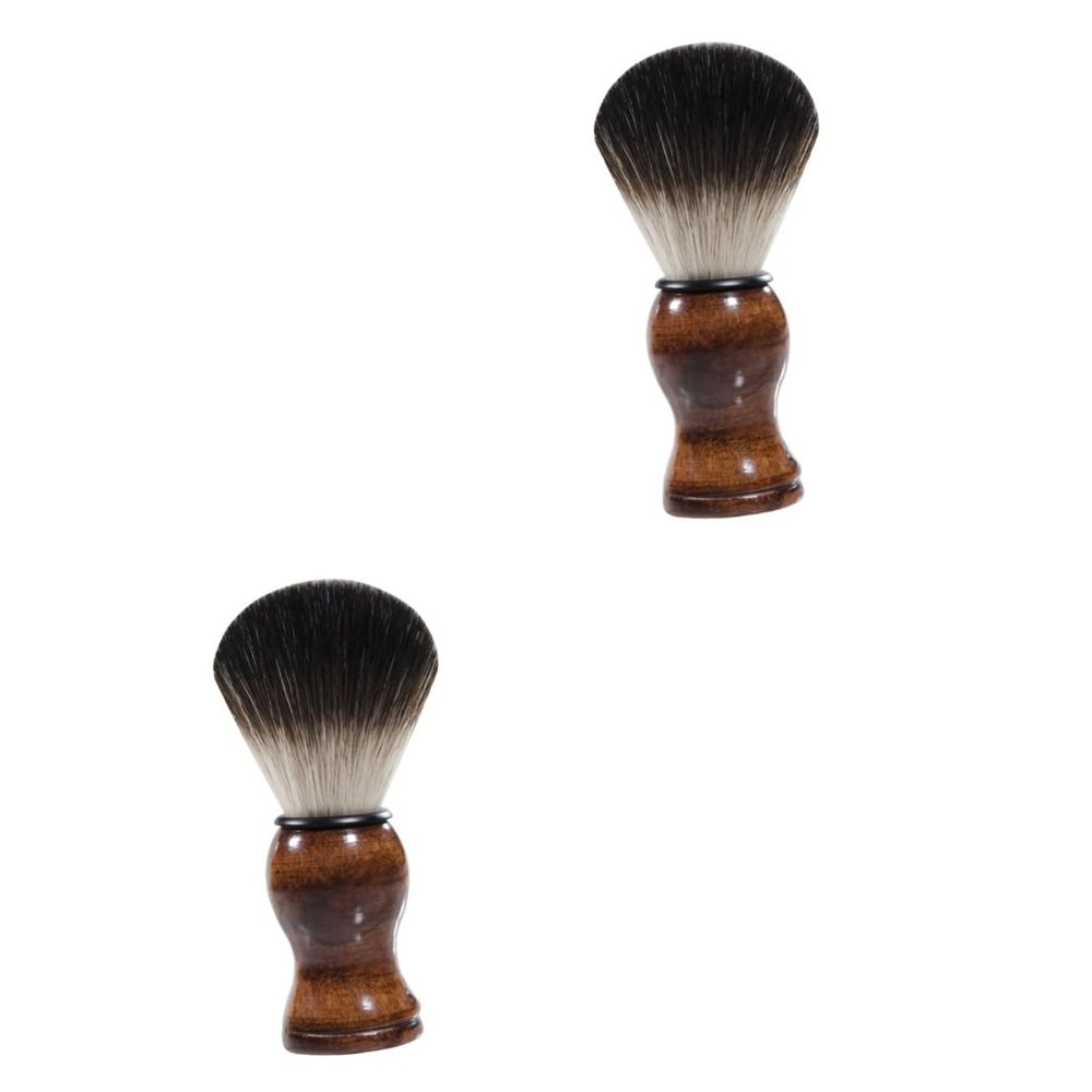 Angoily 2pcs Beard Brush for Men Styling Brush Smooth Handle Portable Skin-friendly Shaving Tool Nylon Material
