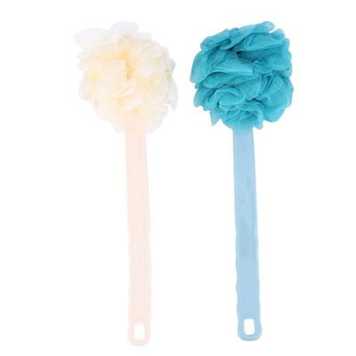 Angoily 2pcs Long Handle Bath Back Brush Soft Bristle Shower Scrubber for Body Exfoliation Back Cleaning Tool for Home Bathroom Blue Beige