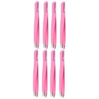 Angoily 8pcs Stainless Steel Eyebrow Tweezers Light Tweezers for Benefit Brow Eyelash Makeup Comb Brush