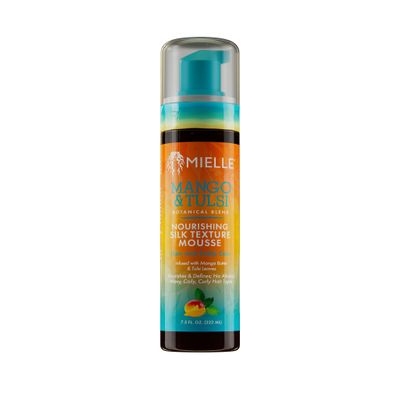 Mielle Organics Mango & Tulsi Nourishing Silk Texture Hair Mousse - Weightless Foam & Styling Mousse for Curly Hair Care - Conditions, Hydrates and Adds Shine (7.5 Fl Oz)