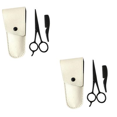 Angoily 6pcs Men Beard Scissors Set Mustache Scissors Beard Grooming Kit Precision Stainless Steel Professional Hair Cutting Tools