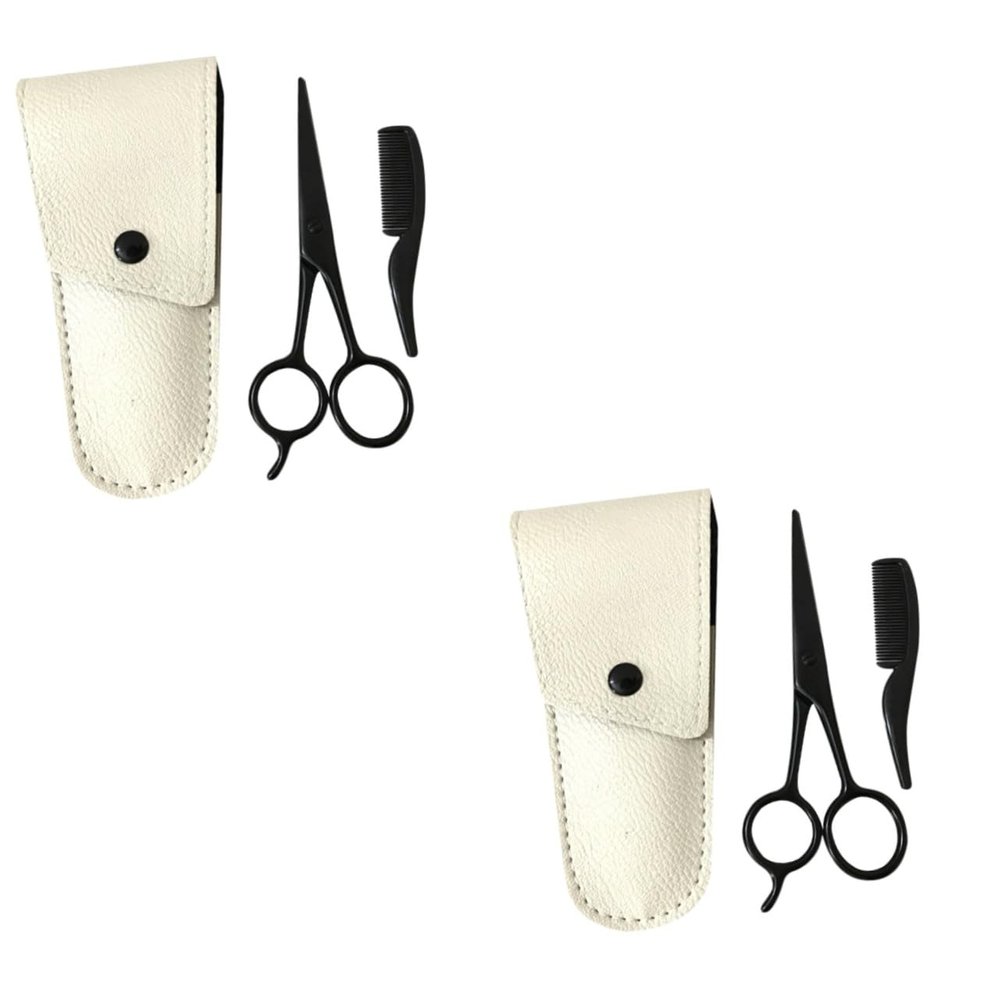 Angoily 6pcs Men Beard Scissors Set Mustache Scissors Beard Grooming Kit Precision Stainless Steel Professional Hair Cutting Tools