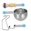 Angoily Beard Brush Set with Stainless Steel Stand and Bowl Essential Grooming Kit for Men for Facial Care Travel-friendly Durable Handle Bearded Men view 3