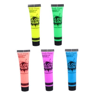 Angoily 5pcs Fluorescent Face Paint Uv Reactive Neon Body Paint for Parties Safe for Skin Vivid Colors for Creative Makeup and Festivals