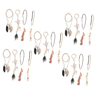 DOITOOL 20pcs Plume Headband for Women Bohemian Hair Band Women Hair Bands Tassels Party Headdress Bohemian Style