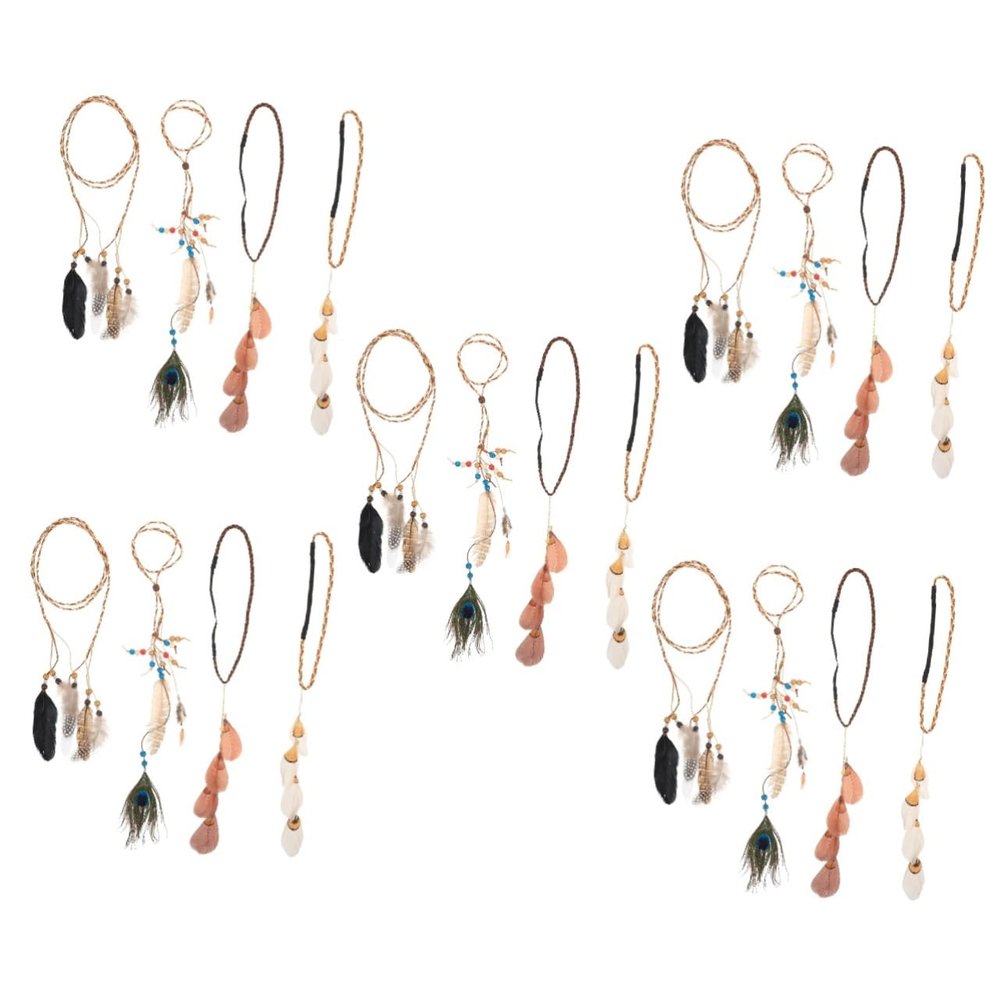 DOITOOL 20pcs Plume Headband for Women Bohemian Hair Band Women Hair Bands Tassels Party Headdress Bohemian Style