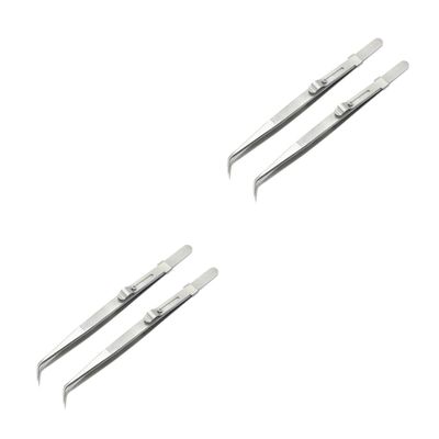 Angoily 4 Pcs Thickened Pointed Tweezers Kit Steel Tweezers Set for Manicure Jewelry and Machine Repair