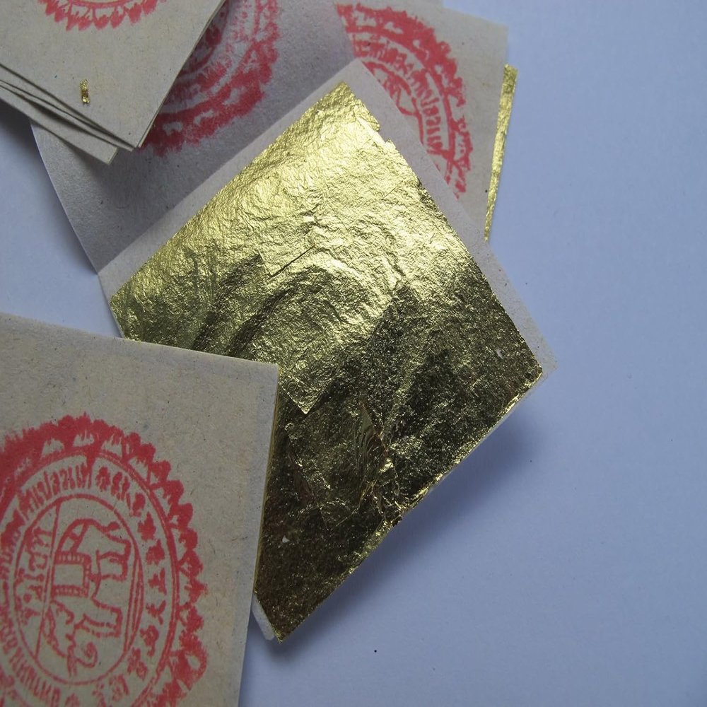 24k Gold Premium 50 Leaf Sheets 4 x 4 cm Geniune Gold Leaf Pure Facial Mask Original for Better Skin