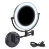 RomildaYuan 8 inches Wall Mounted Makeup Mirror Black, Double Sided 1X/5x Magnifying Vanity Mirror 360 Swivel Extendable for Bathroom, USB Rechargeable (Size : 5X) view 2