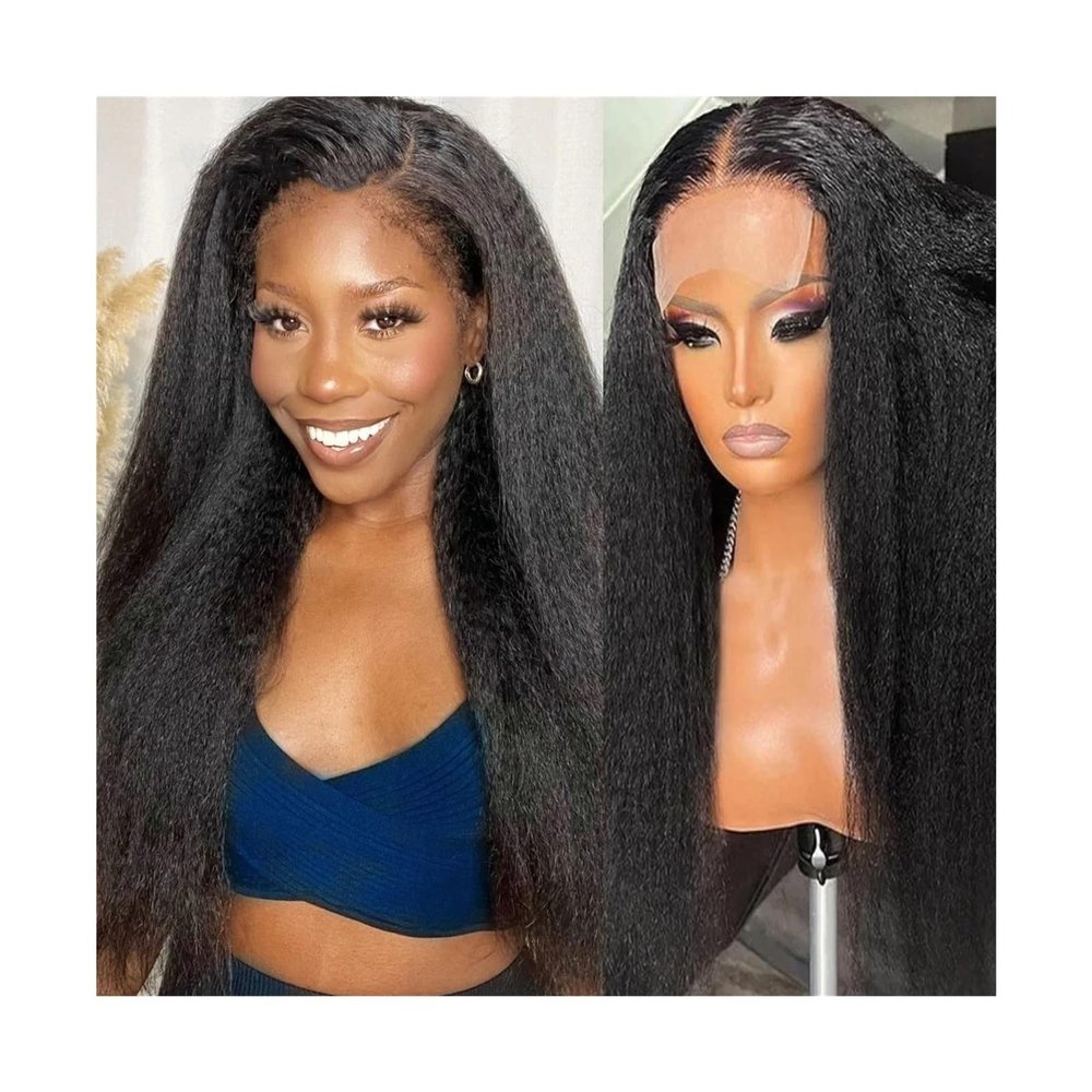 Headband Wig 14-40 Inch Kinky Straight Lace Closure Wigs for Black Women, Natural Color Indian Hair Transparent Lace 5x5 Glueless Closure Wig with Baby Hair Glueless Wigs ( Color : 5X5 closure wig 150