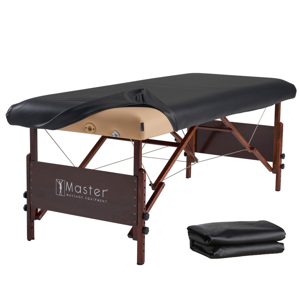 Master Massage PU Protection Upholstery Massage Table Cover, Fitted Massage Table Replacement Cover, Fits Round & Square Corner Tables 28-31"" Wide (Black), CN-99406M2-A