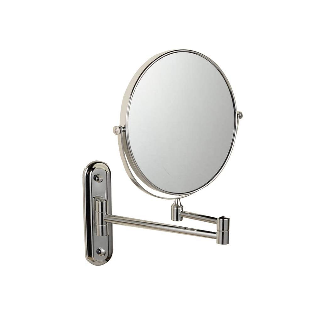 AMHIL Wall Mounted Makeup Mirror, 3X Magnification Round Shape Two-Sided 360 Swivel Adjustable Height Extendable Bathroom Cosmetic Vanity Mirror Chrome Finish