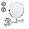 AMHIL Wall Mounted Makeup Mirror - 10X Magnification 8'' Two-Sided 360 Swivel Extended to 17 Inches Bathroom Mirror Chrome,Chrome view 1