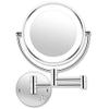 FJYDM LED Bathroom Shaving Mirror Wall Mounted 10x Magnification Double Sided Swivel Wall Mount Vanity Mirror, 13.7" Extension, Touch Button Adjustable Light, Chrome UK Plug view 1