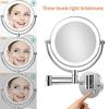 FJYDM LED Bathroom Shaving Mirror Wall Mounted 10x Magnification Double Sided Swivel Wall Mount Vanity Mirror, 13.7" Extension, Touch Button Adjustable Light, Chrome UK Plug view 2