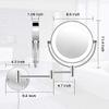 FJYDM LED Bathroom Shaving Mirror Wall Mounted 10x Magnification Double Sided Swivel Wall Mount Vanity Mirror, 13.7" Extension, Touch Button Adjustable Light, Chrome UK Plug view 3