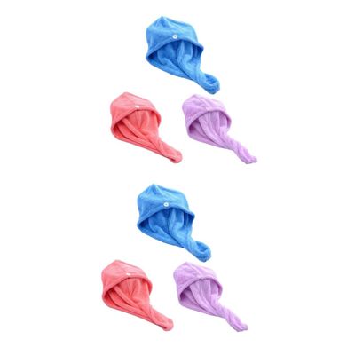 Angoily 2sets Coral Bathing Cap Hair Towel Wrap Quick Dry Hair Cap Hair Drying Towels for Women Water Absorption Easy Wash 3pcs*2