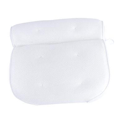 Angoily Tub Pillow White Bath Pillow 6 Suction Cups Non-Slip 3D Mesh Spa Pillow for Neck Support