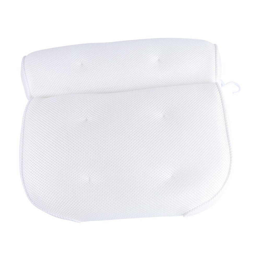Angoily Tub Pillow White Bath Pillow 6 Suction Cups Non-Slip 3D Mesh Spa Pillow for Neck Support