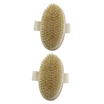 balacoo 2pcs Exfoliating Bath Brush Soft Bristles and Wooden Handle Portable Back Scrubber for Dead Skin Removal and Circulation for Family Use Design