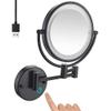 FJYDM 8 Inch Bathroom Mirror Wall Mounted Black, USB Rechargeable Makeup Mirror Two Sided 1X/10X Magnifying Adjustable LED Light Touch Sn Shaving Mirror 360 Swivel Vanity Mirror view 1