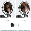 FJYDM 8 Inch Bathroom Mirror Wall Mounted Black, USB Rechargeable Makeup Mirror Two Sided 1X/10X Magnifying Adjustable LED Light Touch Sn Shaving Mirror 360 Swivel Vanity Mirror view 2